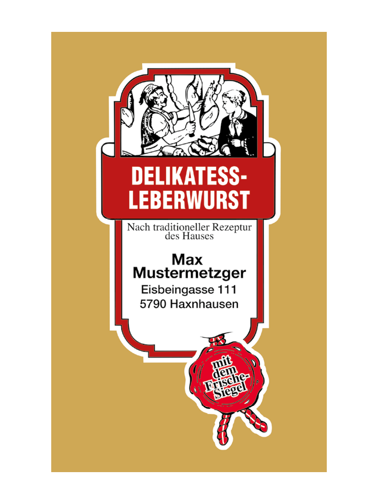Delikatessleberwurst NK 45/21  SAFE-FASER GOLD/Stückdruck (NICHT rauchdurchlässig)