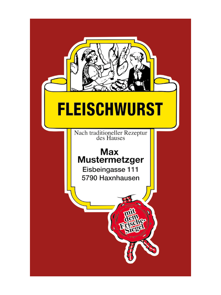 Fleischwurst NK 55/21 SAFE-FASER BERNSTEIN/Stückdruck (NICHT rauchdurchlässig)