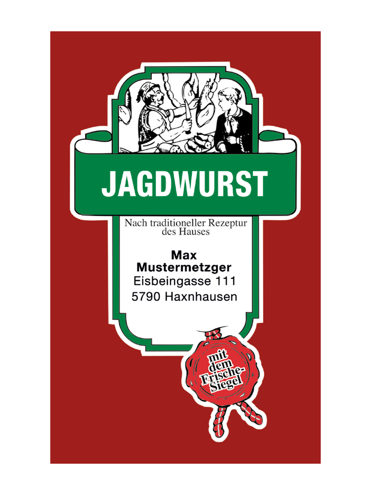 Jagdwurst NK 55/21 SAFE-FASER BERNSTEIN/Stückdruck (NICHT rauchdurchlässig)