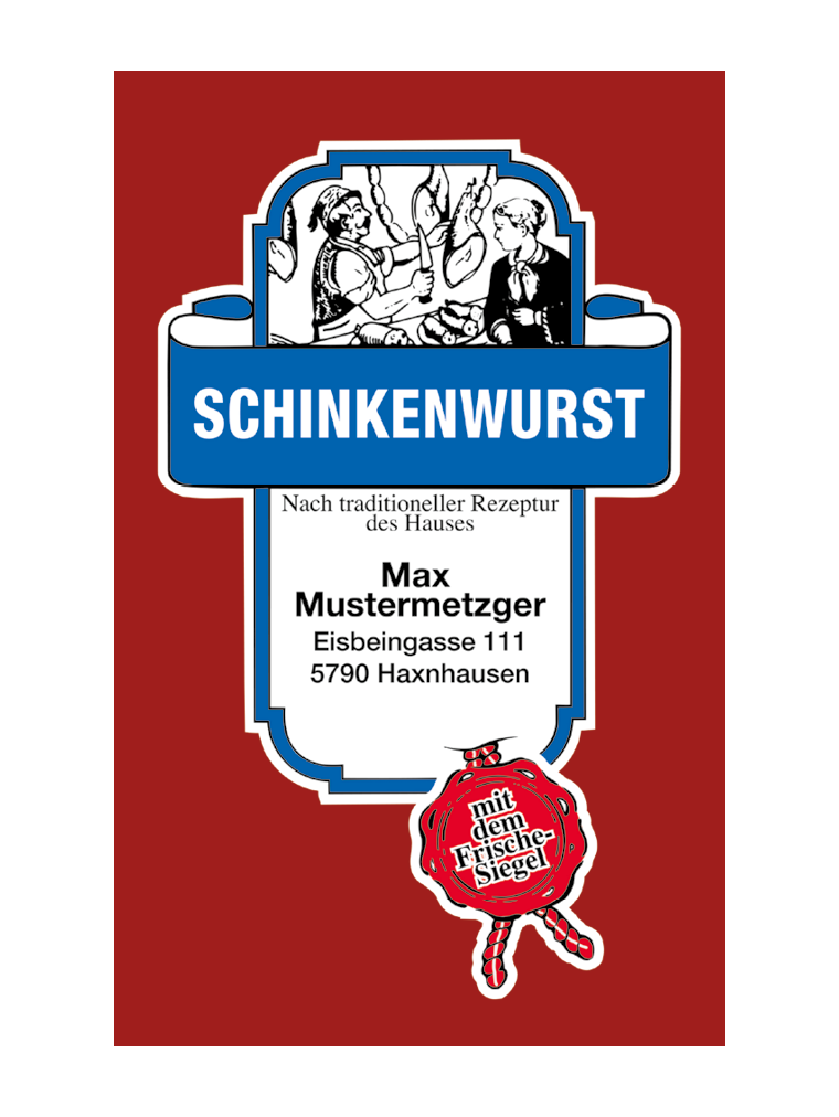 Schinkenwurst NK 55/21  SAFE-FASER BERNSTEIN/Stückdruck (NICHT rauchdurchlässig)