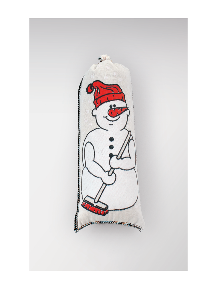 Weihnachtsmotiv Schneemann genäht NK 60/25 LINNOHÜLLE WEISS (rauchdurchlässig)