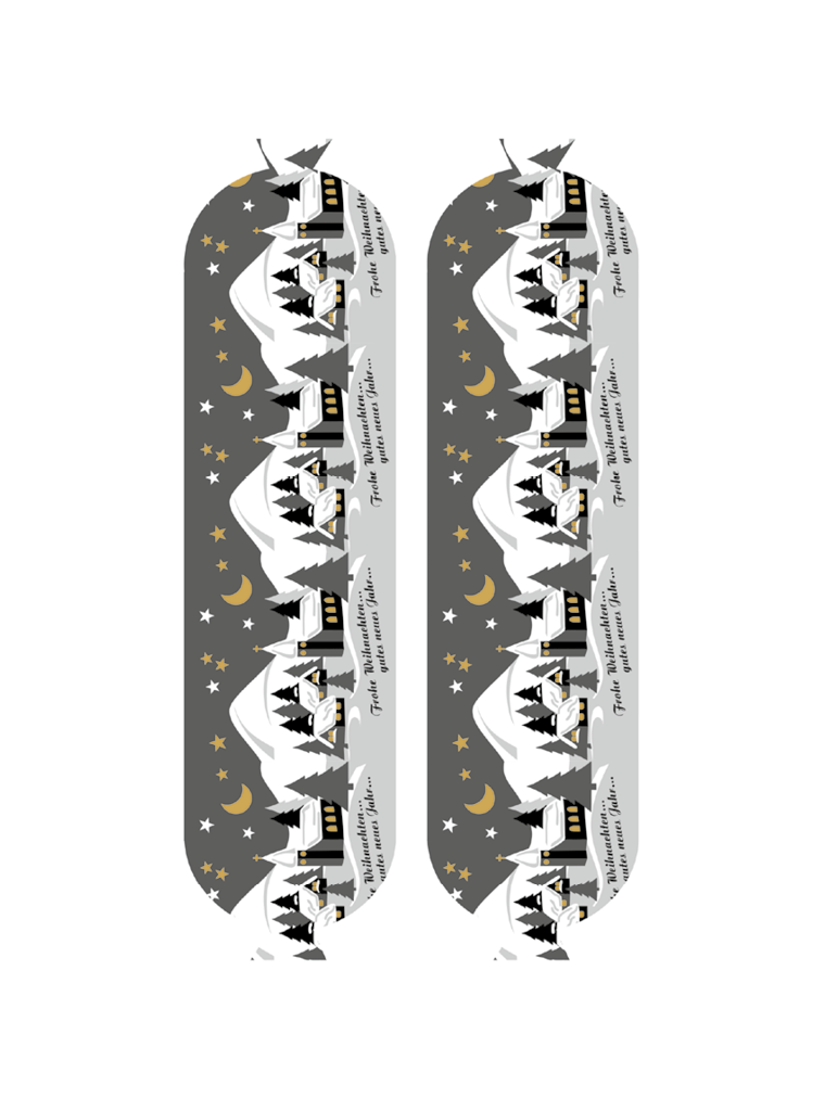 Weihnachstmotiv Winterlandschaft NK 45/gerafft (25 Meter) SAFE-FASER WEISS (NICHT rauchdurchlässig)