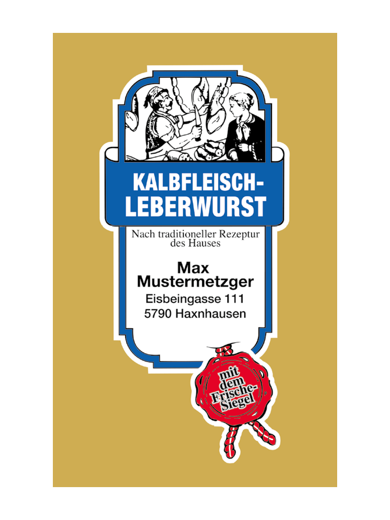 Kalbfleischleberwurst NK 45/21 SAFE-FASER GOLD/Stückdruck (NICHT rauchdurchlässig)