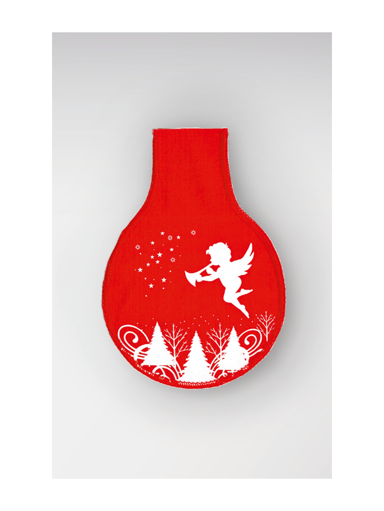 Weihnachtsmotiv Weihnachtsengel genäht für ca. 300 - 350 Gramm LINNOHÜLLE ROT (rauchdurchlässig)
