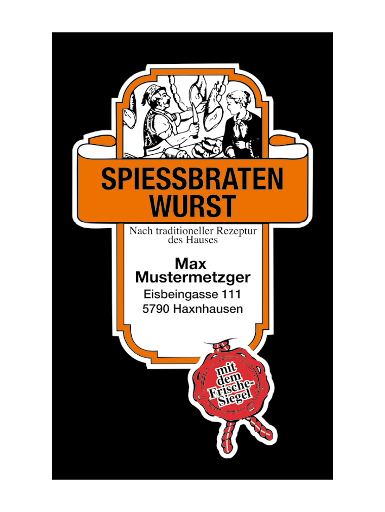 Spiessbratenwurst NK 55/21 SAFE-FASER SCHWARZ/Stückdruck (NICHT rauchdurchlässig)