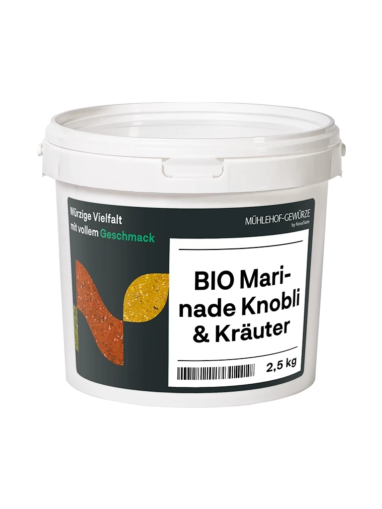 Produktverpackung BIO Marinade Knobli & Kräuter