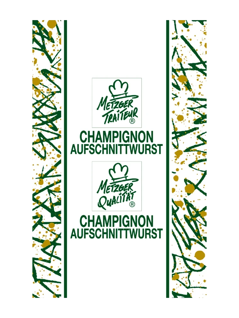 Produktverpackung Champignon Aufschnitt NK 90/50 SAFE-FASER WEISS mit Firmeneindruck (NICHT rauchdurchlässig)