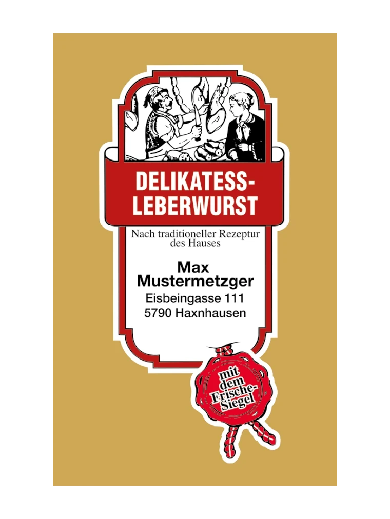 Delikatessleberwurst NK 45/21 SAFE-FASER GOLD/Stückdruck (NICHT rauchdurchlässig)