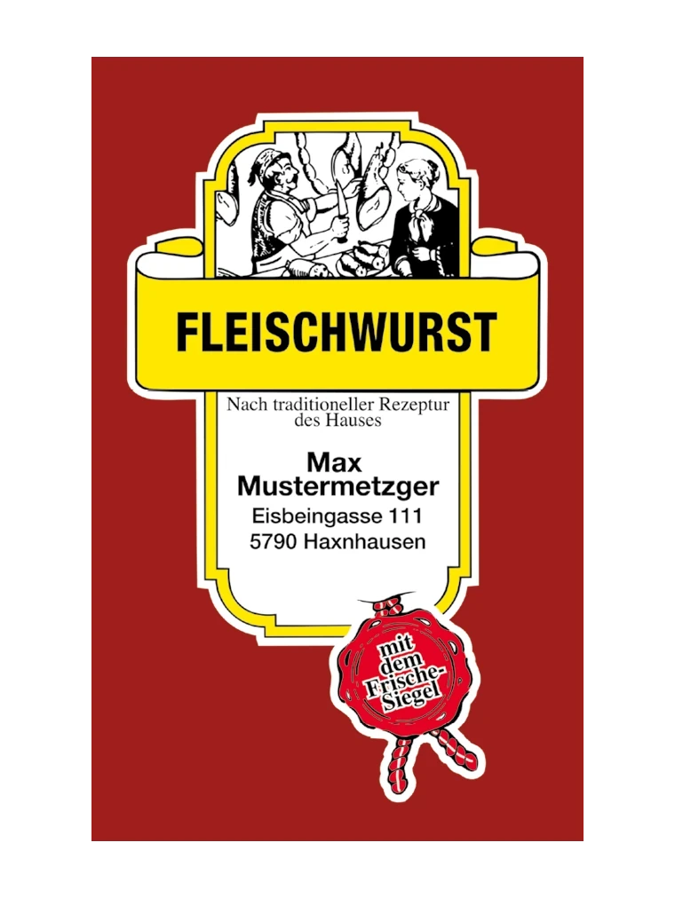 Fleischwurst NK 55/21 SAFE-FASER BERNSTEIN/Stückdruck (NICHT rauchdurchlässig)