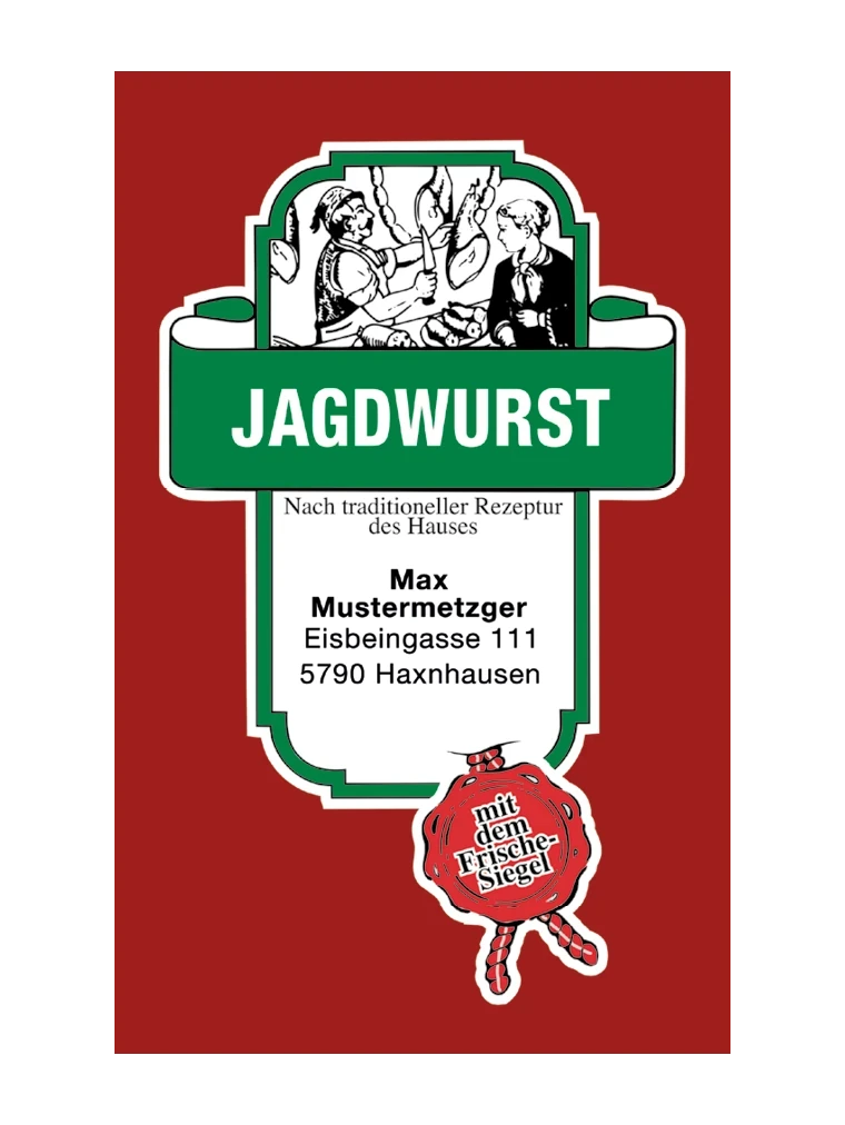 Jagdwurst NK 55/21 SAFE-FASER BERNSTEIN/Stückdruck (NICHT rauchdurchlässig)