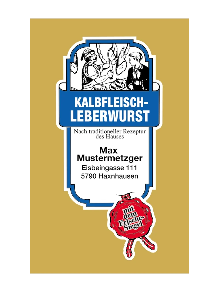 WIBERG WIBERG | Kalbfleischleberwurst NK 45/21 SAFE-FASER GOLD/Stückdruck (NICHT rauchdurchlässig) | 0,004 kg Produktbild