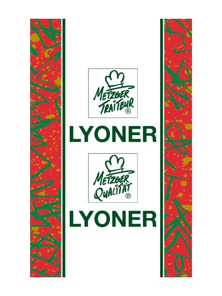 Produktverpackung Lyoner NK 50/30 SAFE-FASER ROT mit Firmeneindruck (NICHT rauchdurchlässig)