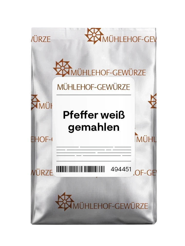 Produktverpackung Pfeffer weiß MÜHLEHOF gemahlen