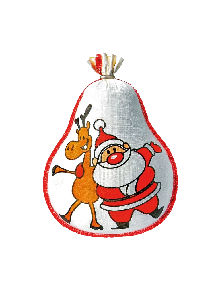 Emballage du produit Rentier und Weihnachtsmann genäht für ca. 300 Gramm LINNOHÜLLE