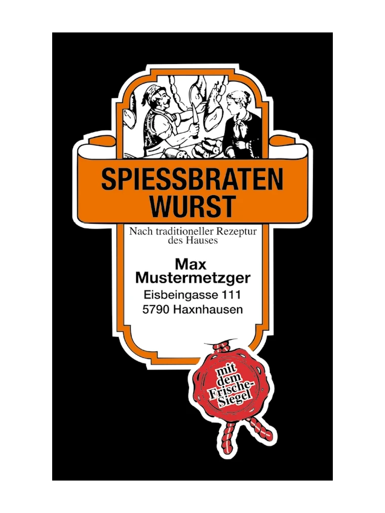 Spiessbratenwurst NK 55/21 SAFE-FASER SCHWARZ/Stückdruck (NICHT rauchdurchlässig)