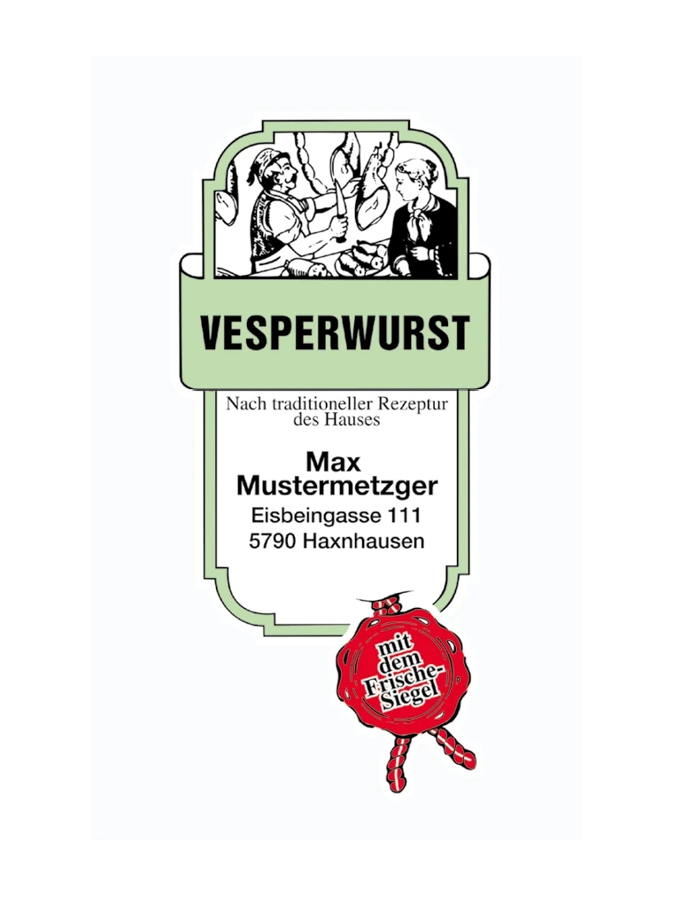 WIBERG WIBERG | Vesperwurst gestippt NK 43/21 WI-STERIL TRANSPARENT/Stückdruck (NICHT rauchdurchlässig) | 0,002 kg Produktbild