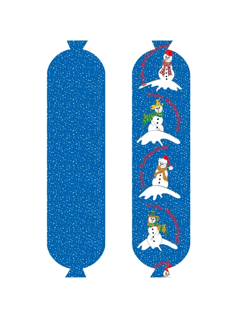 Weihnachtsmotiv Schneemänner NK 55/gerafft (25 Meter) SAFE-FASER WEISS (NICHT rauchdurchlässig)