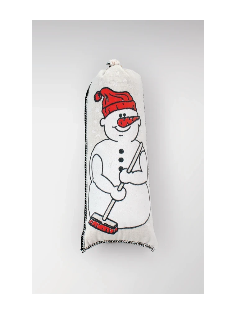 Weihnachtsmotiv Schneemann genäht NK 60/25 LINNOHÜLLE WEISS (rauchdurchlässig)
