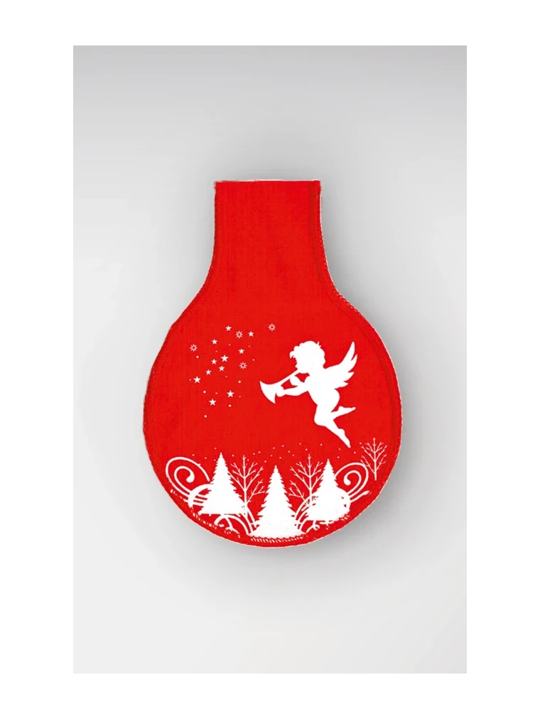 Weihnachtsmotiv Weihnachtsengel genäht für ca. 300 - 350 Gramm LINNOHÜLLE ROT (rauchdurchlässig)